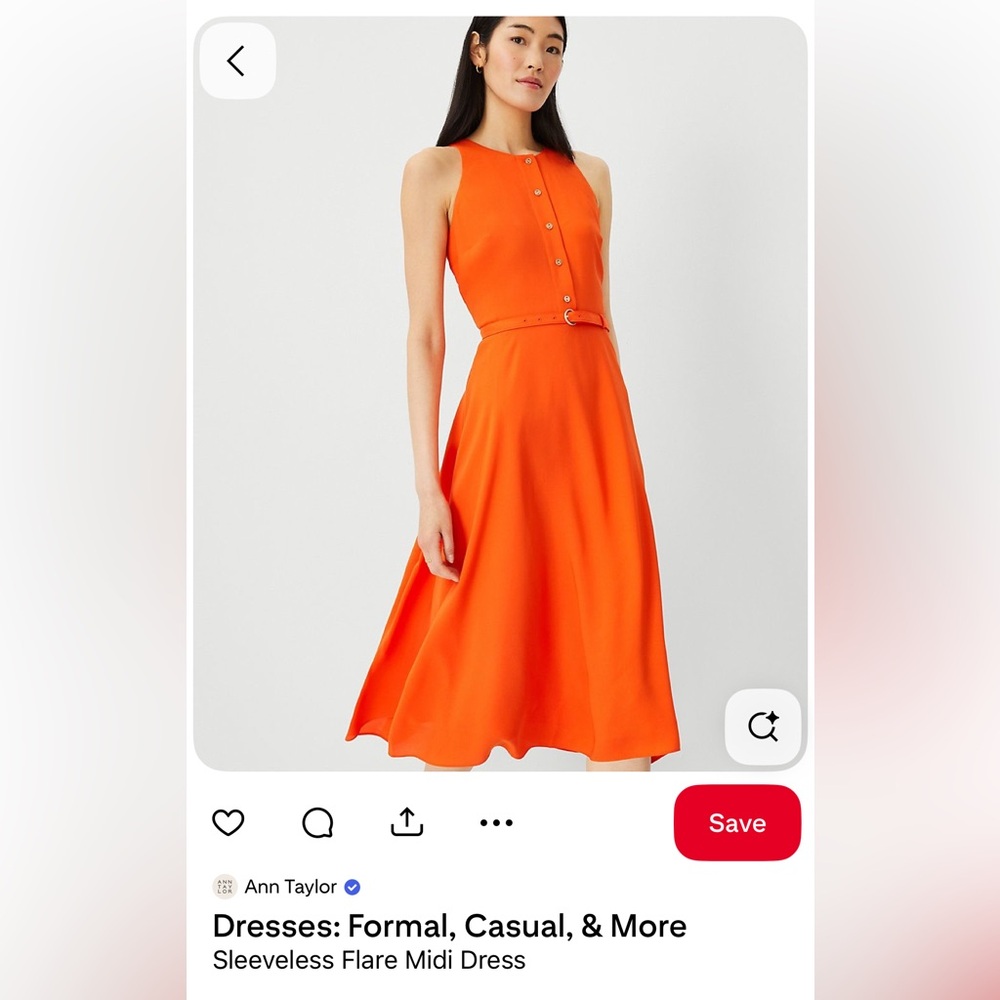Ann Taylor Vibrant Orange Midi Dress Size 00P